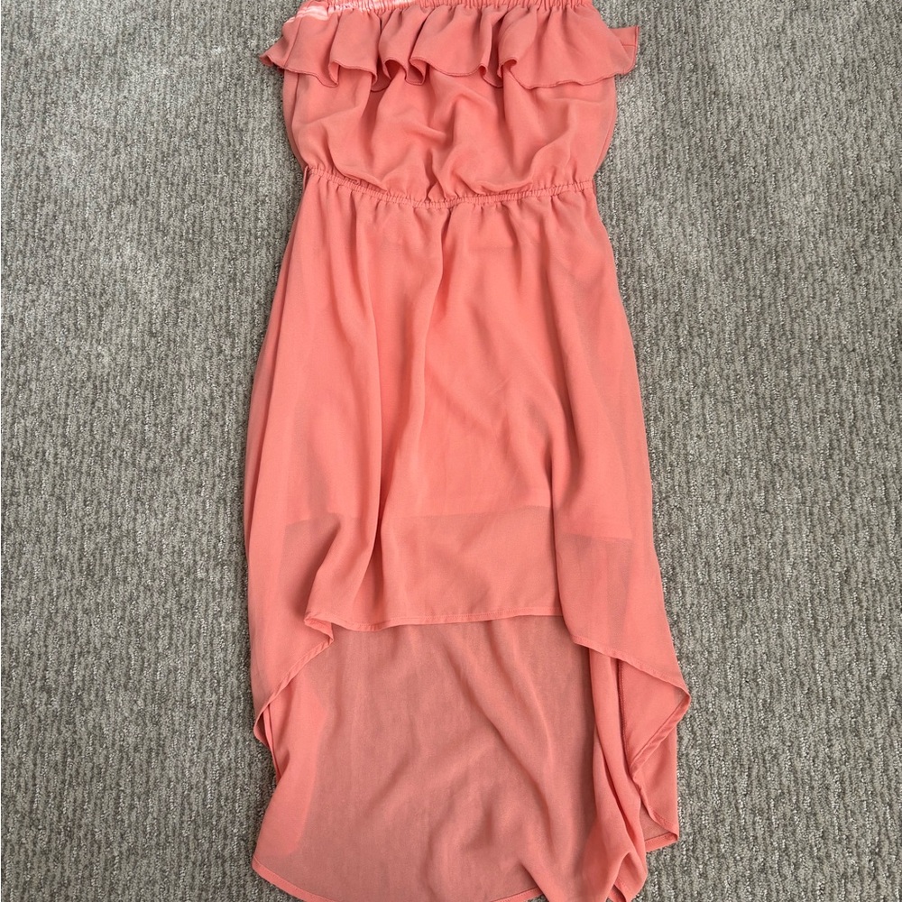 Mine Coral Strapless High Low Dress Size S